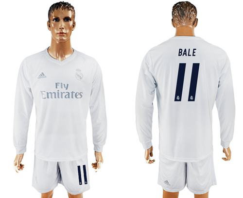 Real Madrid #11 Bale Marine Environmental Protection Home Long Sleeves Soccer Club Jersey - Click Image to Close